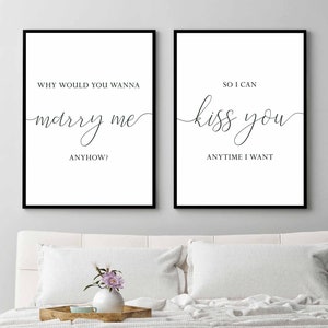 Láminas con frases románticas para dormitorio, arte para parejas sobre la cama (descarga digital) imagen 3