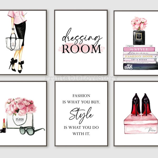 Fashion poster,Fashion wall art,Dressing room decor,Fashion art set,Fashion illustration,Perfume,Fashion books,Girls room wall prints,Glam