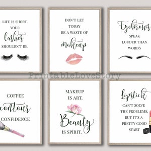 Makeup wall art,Makeup prints,Salon decor,Eyelash decor,Makeup quotes,Eyebrows art,Lashes print,Lipstick,Contour,Lashes,Lips,Beauty salon