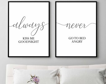 Never Go To Bed Angry Quote Never Go To Bed | Etsy