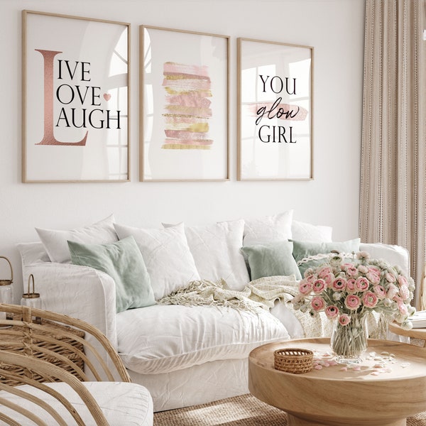 Pink Gold Room Decor Etsy