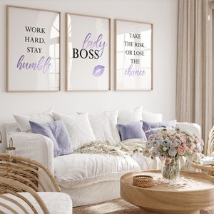 Purple office decor,Boss lady,Office wall art,Home office wall art,Purple wall decor,Office printable art,Lady boss,Woman boss signs,Purple
