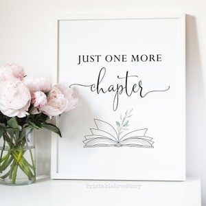 Just One More Chapter Print,book Lovers Print, Bookshelf Decor,reading ...