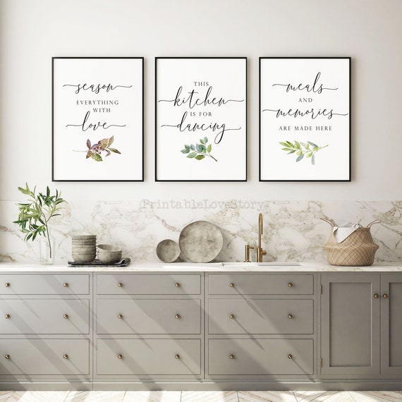 Küche Dekor, Küche Schilder, Küche Wand Dekor, Mahlzeiten & Erinnerungen werden hier gemacht, Küche Drucke, Küche Drucke, Esszimmer Dekor, Botanische Kunst