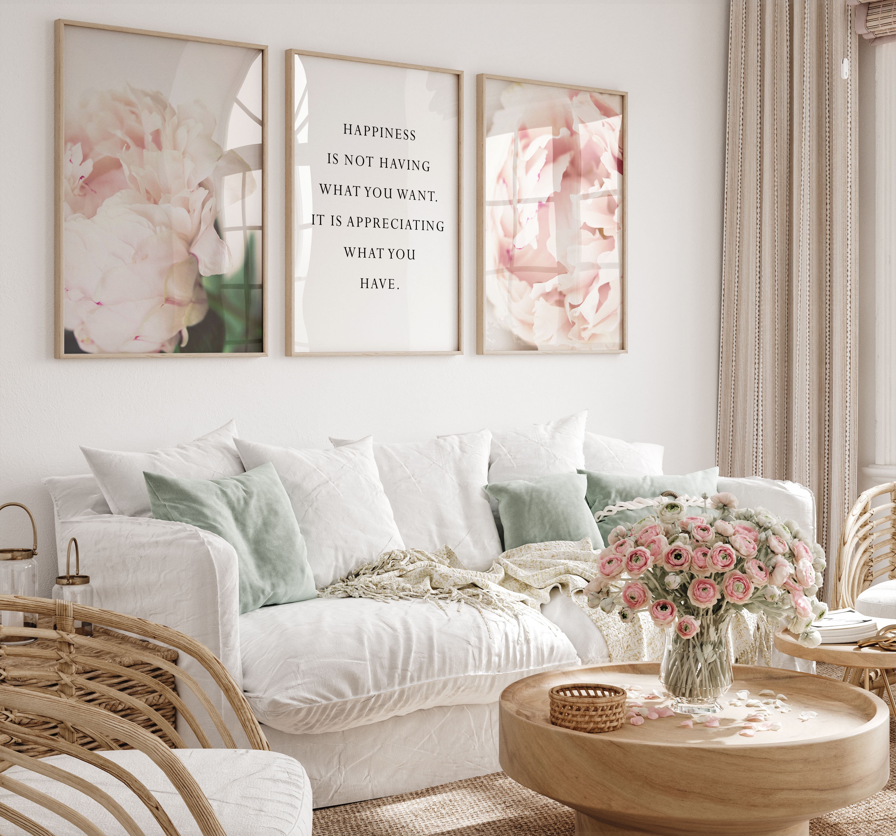 Blush Pink Peony Gallery Wall Art Print Set (digital Download) - Etsy