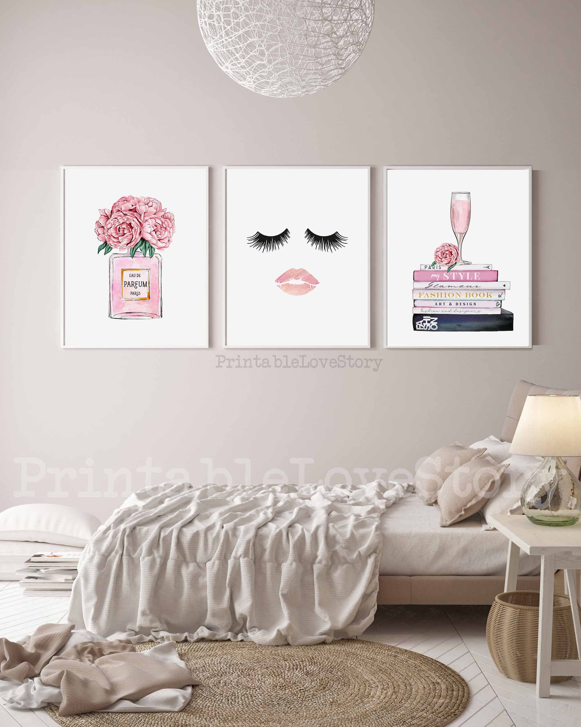 pink gold white bedroom chanel