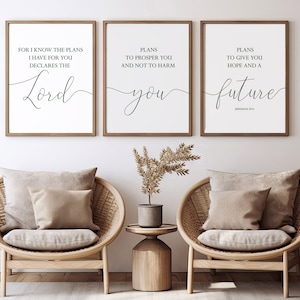 For I know the plans I have for you print,Bible verse wall art,Jeremiah 29 11 wall art,Scripture Signs,Set of 3 prints,Printable Christian