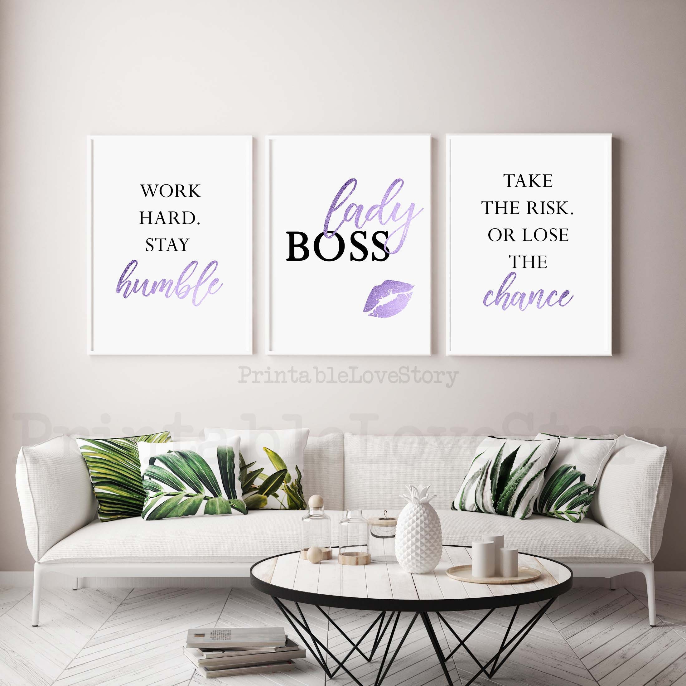 Purple Office Decorboss Ladyoffice Wall Arthome Office Wall Etsy