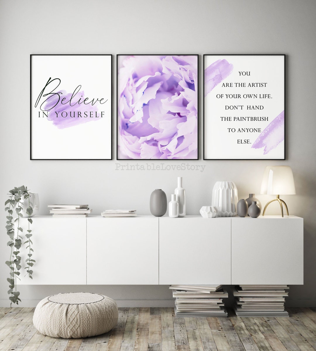 Purple Flower Print Set, Inspirational Wall Art (digital Download) - Etsy