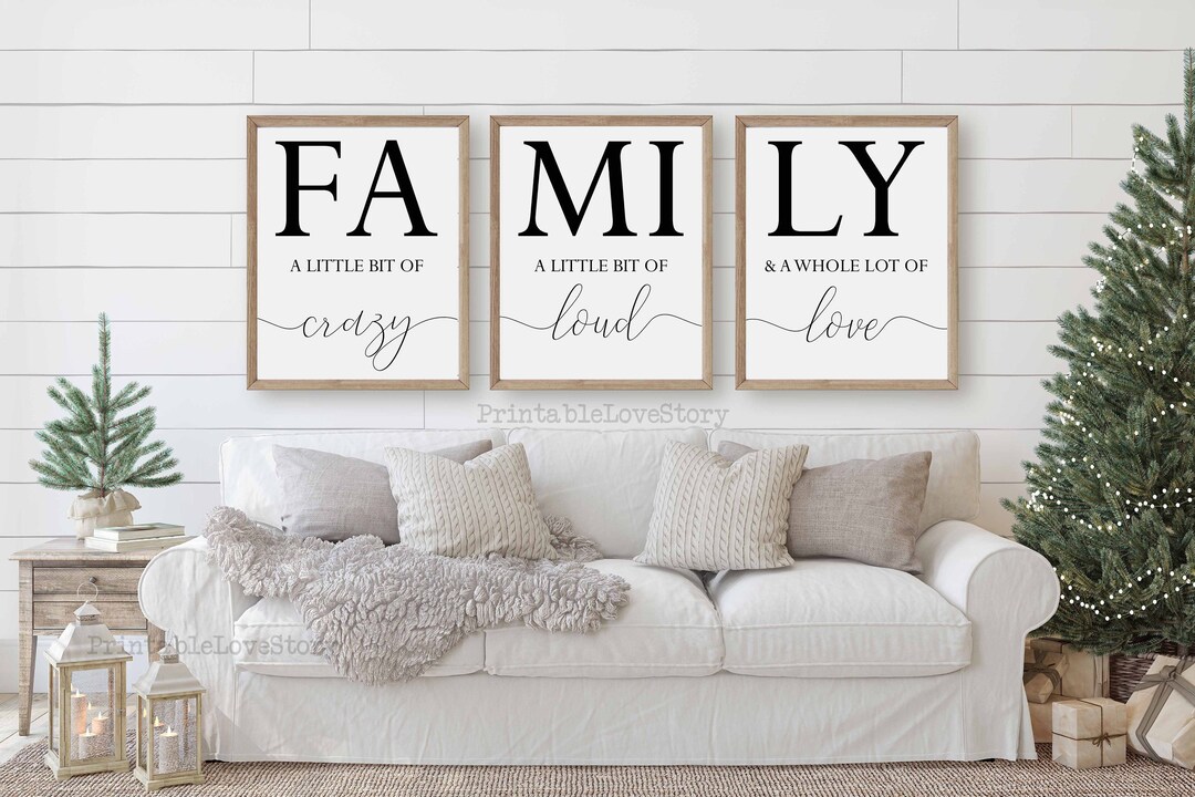 Family Sign,family a Little Bit of Crazy Print,set of 3 Prints,family ...
