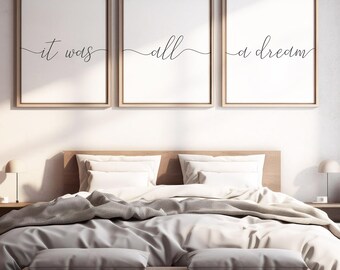 It Was All A Dream Print Set, Minimalist Bedroom Wall Art (Digital Download)