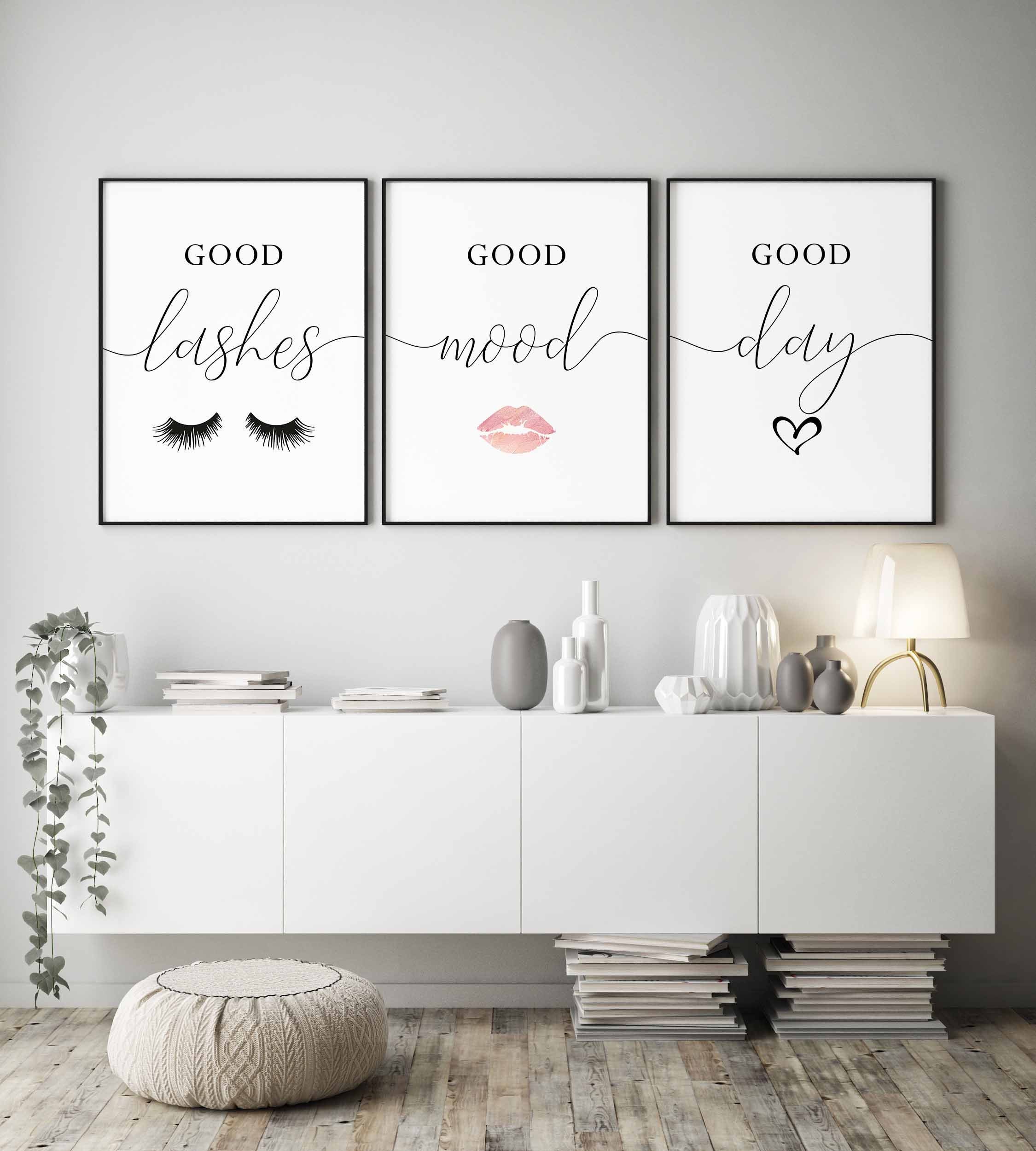 Wall Art Sticker Eye Lashes Extensions Beauty Salon Wall Decor Eyebrows Make Up Wall Stick on Tiles for Kitchen Little Hexagon Mirrors Wall