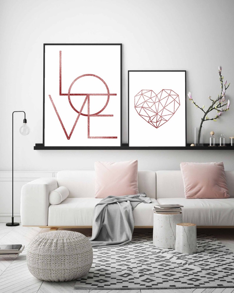 Decoración de oro rosa decoración del dormitorio de las | Etsy