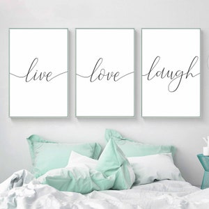 Live Love Laugh Wall Art,Set of 3 prints,Home decor,Bedroom wall art,Minimalist art poster,black and white wall art,living room decor, 3 set image 4
