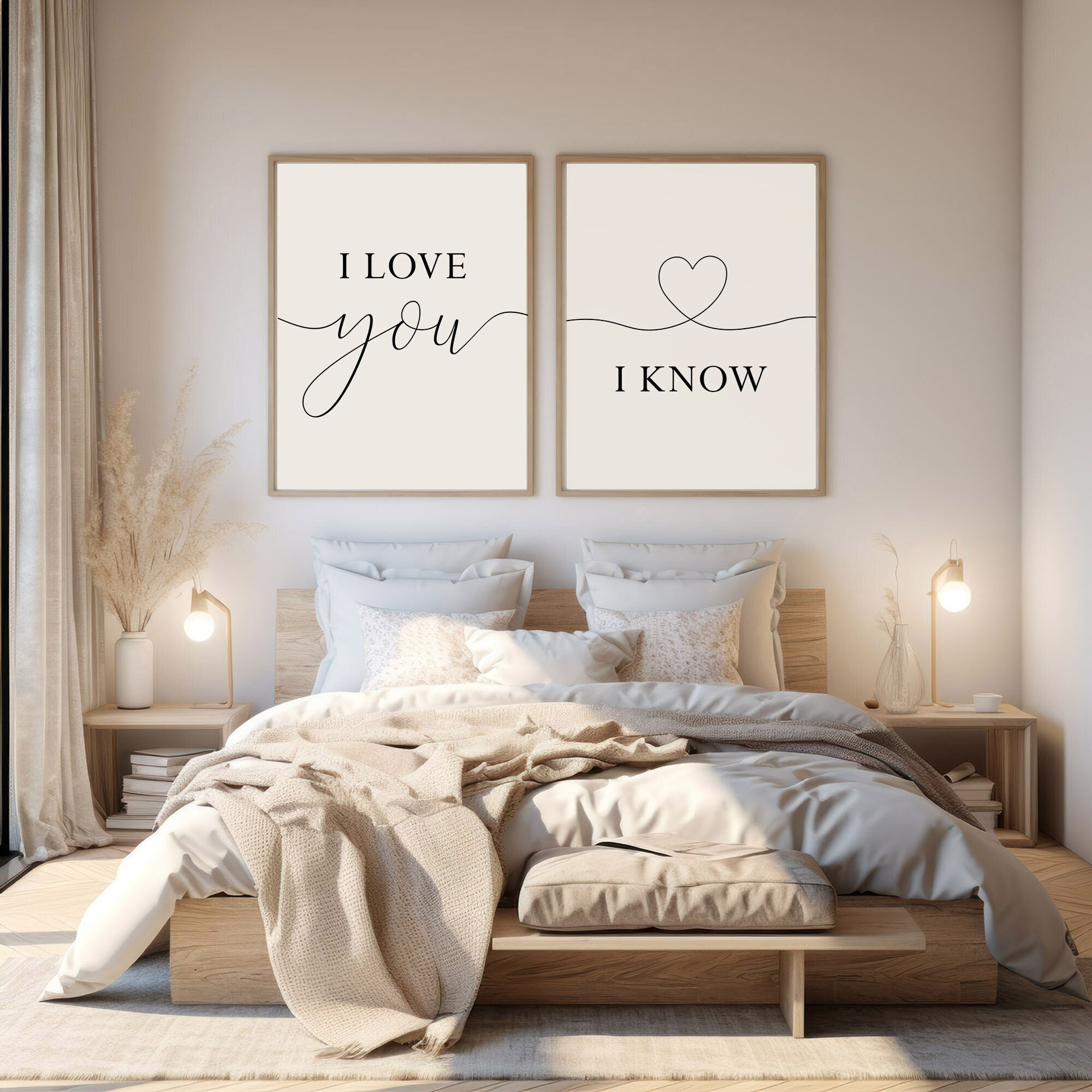 I Love You I Know Print,bedroom Wall Decor,couple Wall Art,over the Bed Wall  Art,bedroom Quote Set,bedroom Print Set,heart Line Print Decor - Etsy, image size:2000x2000