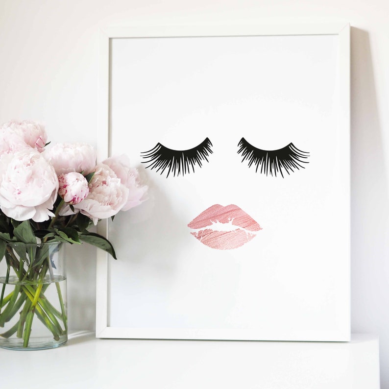 Eyelash decor,Makeup art,Rose gold room decor,Perfume Bottle Print,Set of 3 prints,Bedroom Wall Decor,Pink wall art,Printable wall art,Beyou image 6