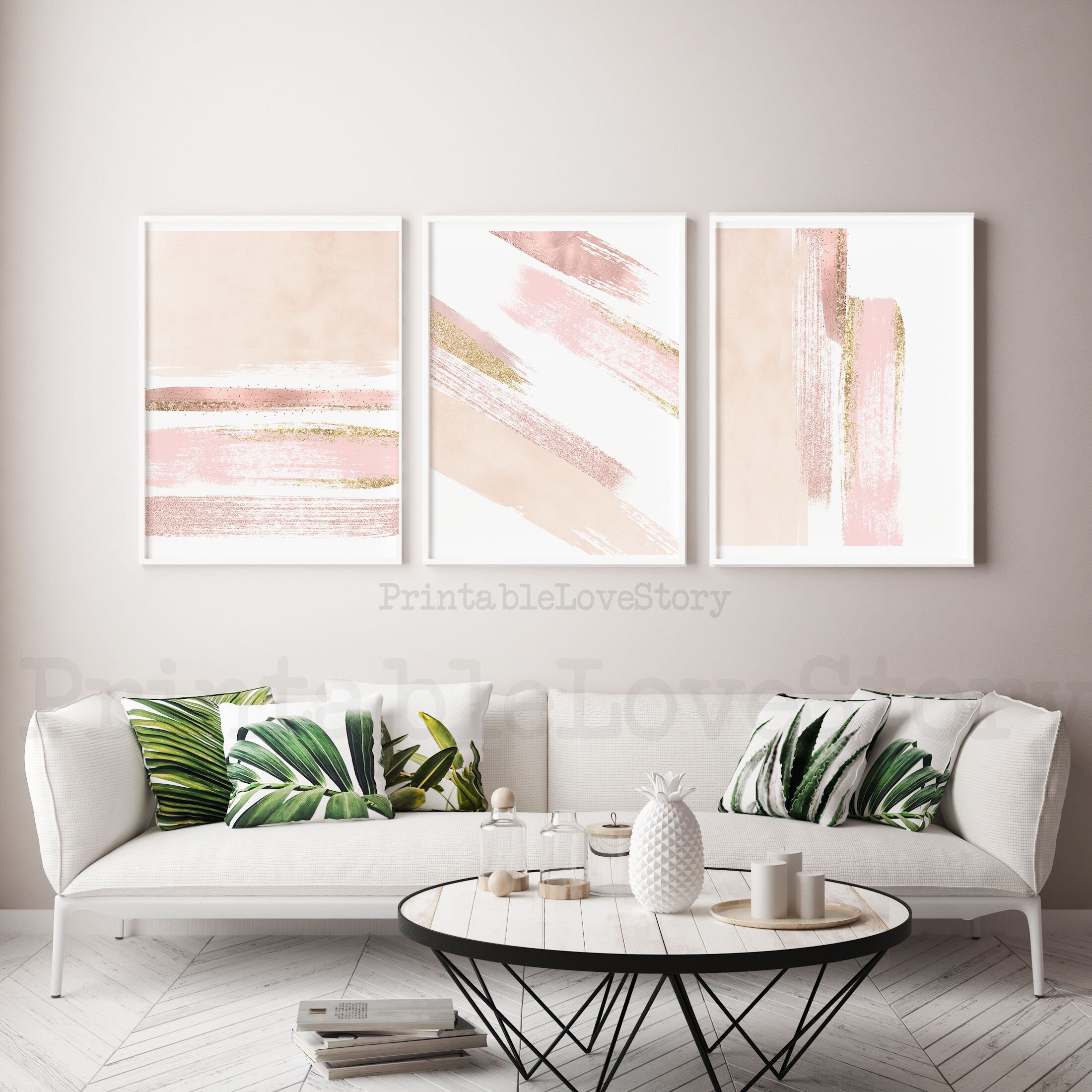 Abstract Artblush Pink Room Decorabstract Printable Artgold - Etsy