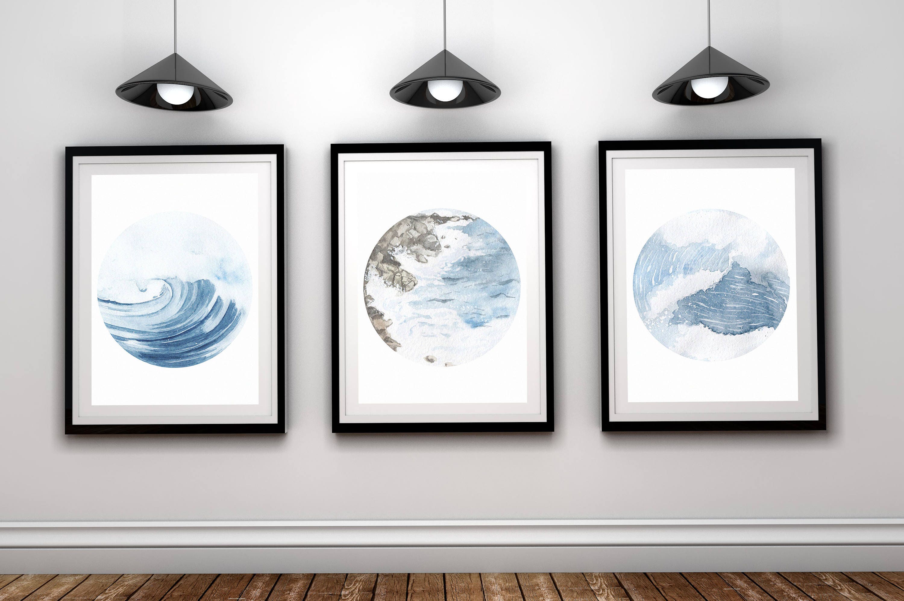 Ocean Wall Artbeach Wall Artcoastal Artset of 3 Oceanset Etsy