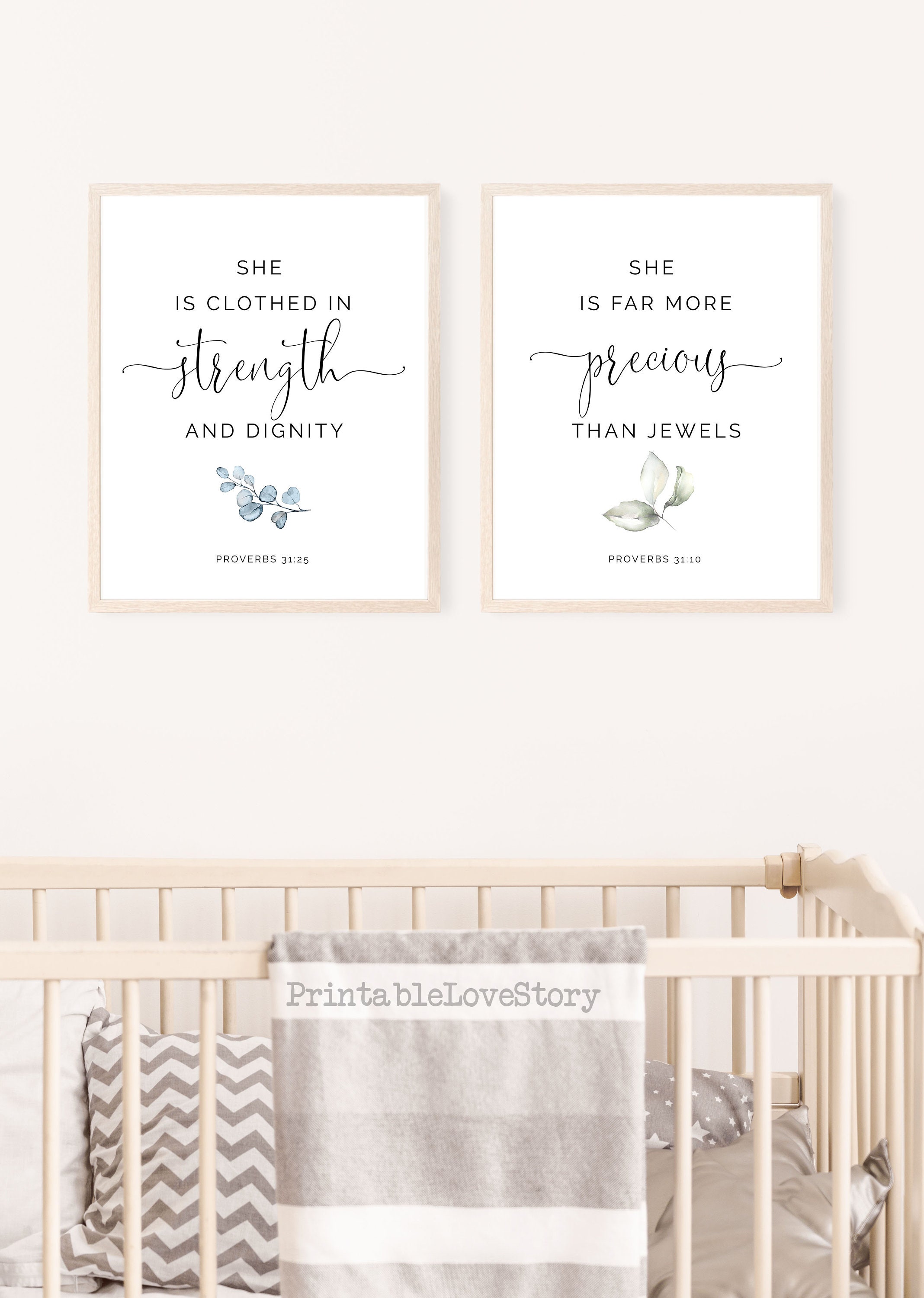Nursery Bible Verse Printablechristian Nursery Wall Artshe - Etsy