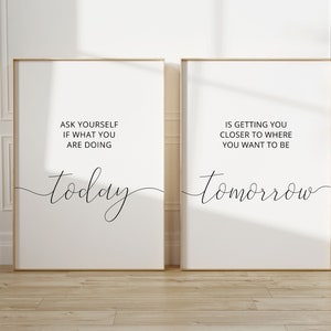 Home wall decor,Ask yourself print,Set of 2 prints,Motivational quotes,Printable office decor,Office wall art,Workplace wall art,Positive