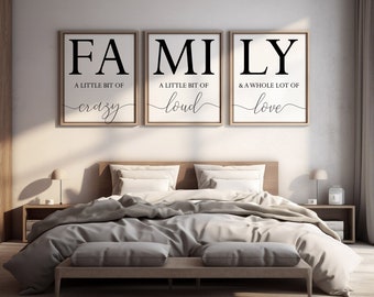 Family sign,Family a little bit of crazy print,Set of 3 Prints,Family quotes,Home Decor signs,Living Room wall Art,Bedroom wall decor,Prints