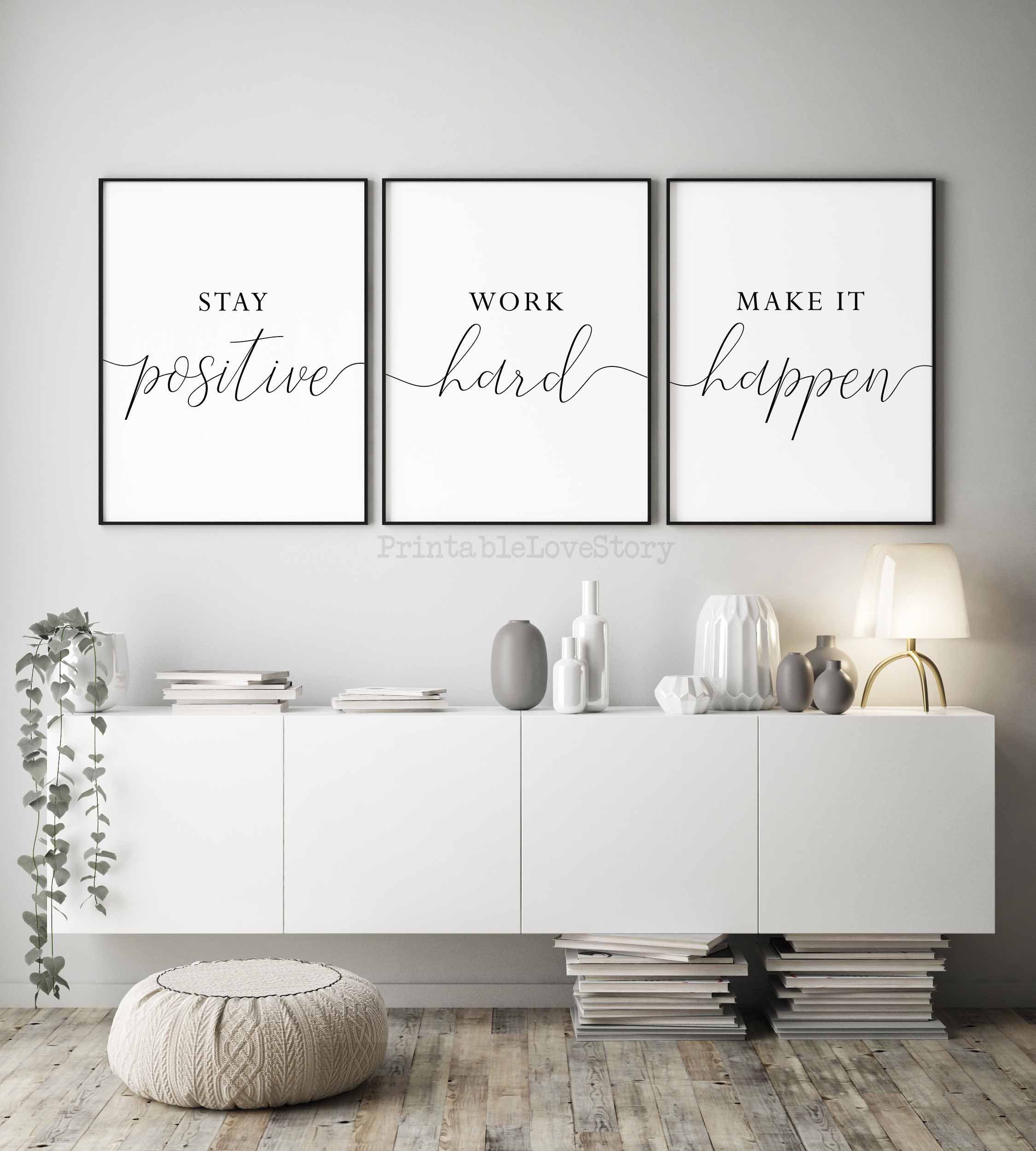 HR Office Decor Women Office Set of 3 Prints Inspirational Courage Quote  Printable Wall Art Leadership Motivational Quote Office Accessories 