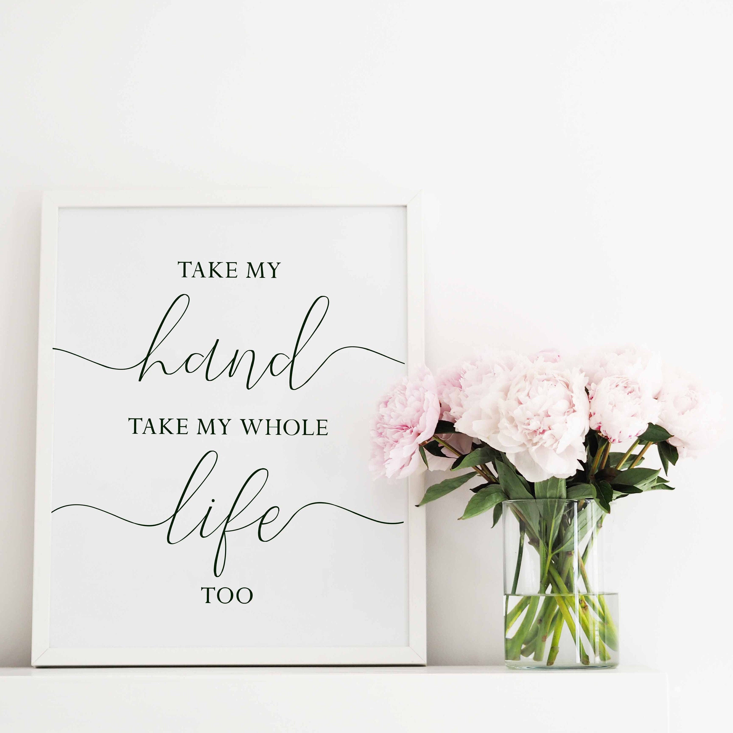 Take My Hand Take My Whole Life Too Sign Bedroom Quote Bedroom Wall Art Above Bed Decor Love Quote Bedroom Prints Romantic Lyrics Printable Art Collectibles Digital Prints Lifepharmafze Com