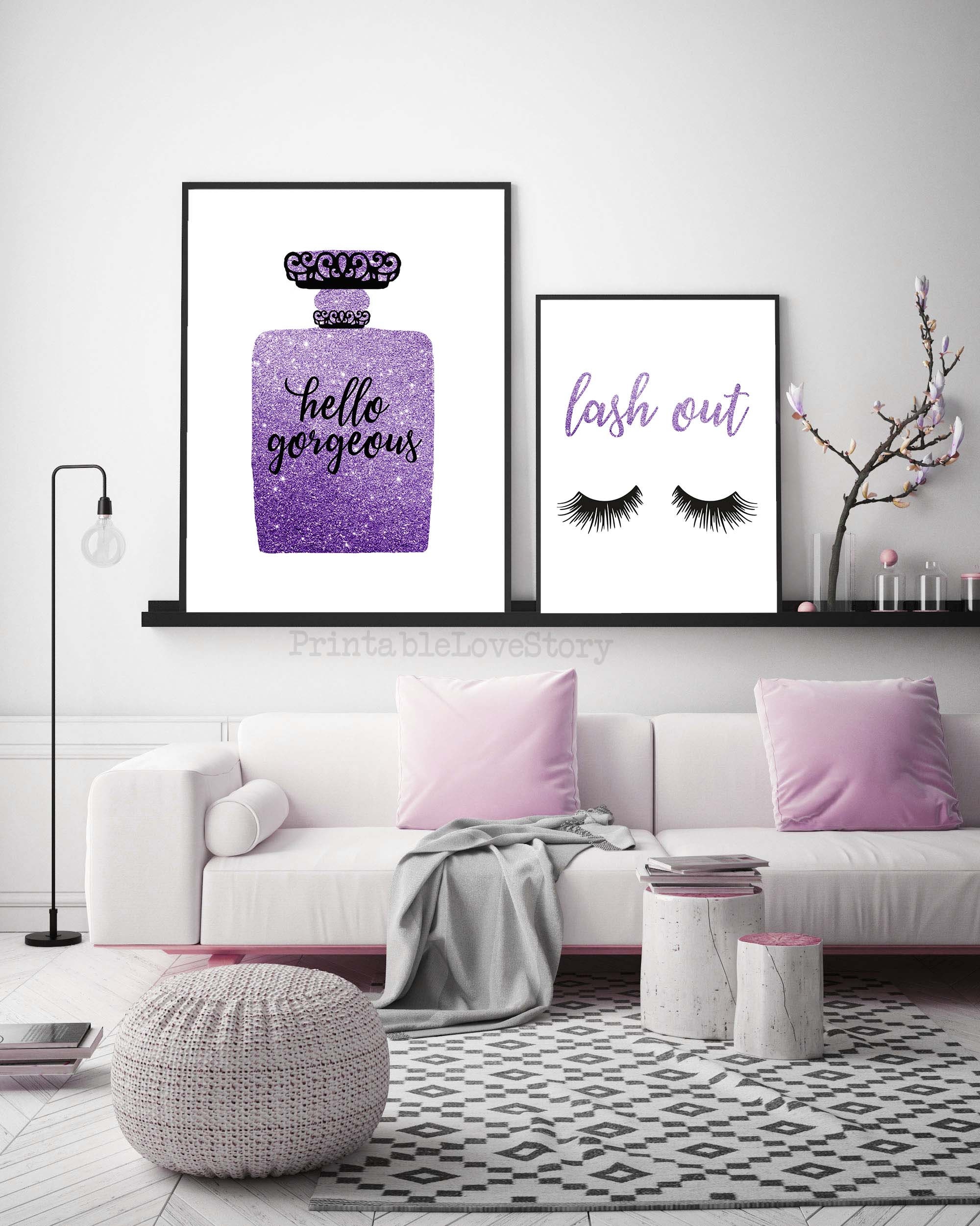Makeup wall decorHello wall artPurple wall artLash Etsy