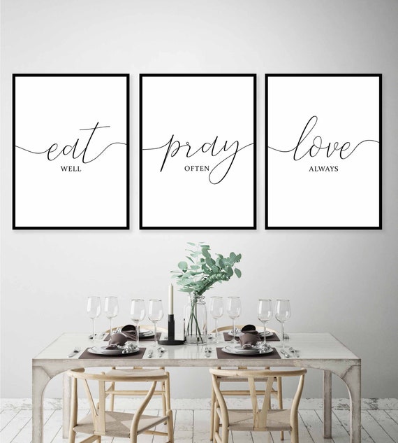 bon appetit kitchen sign printable wall art decor Eat laugh love sign print set of 3 kitchen dining prints let/'s eat wall art sign print