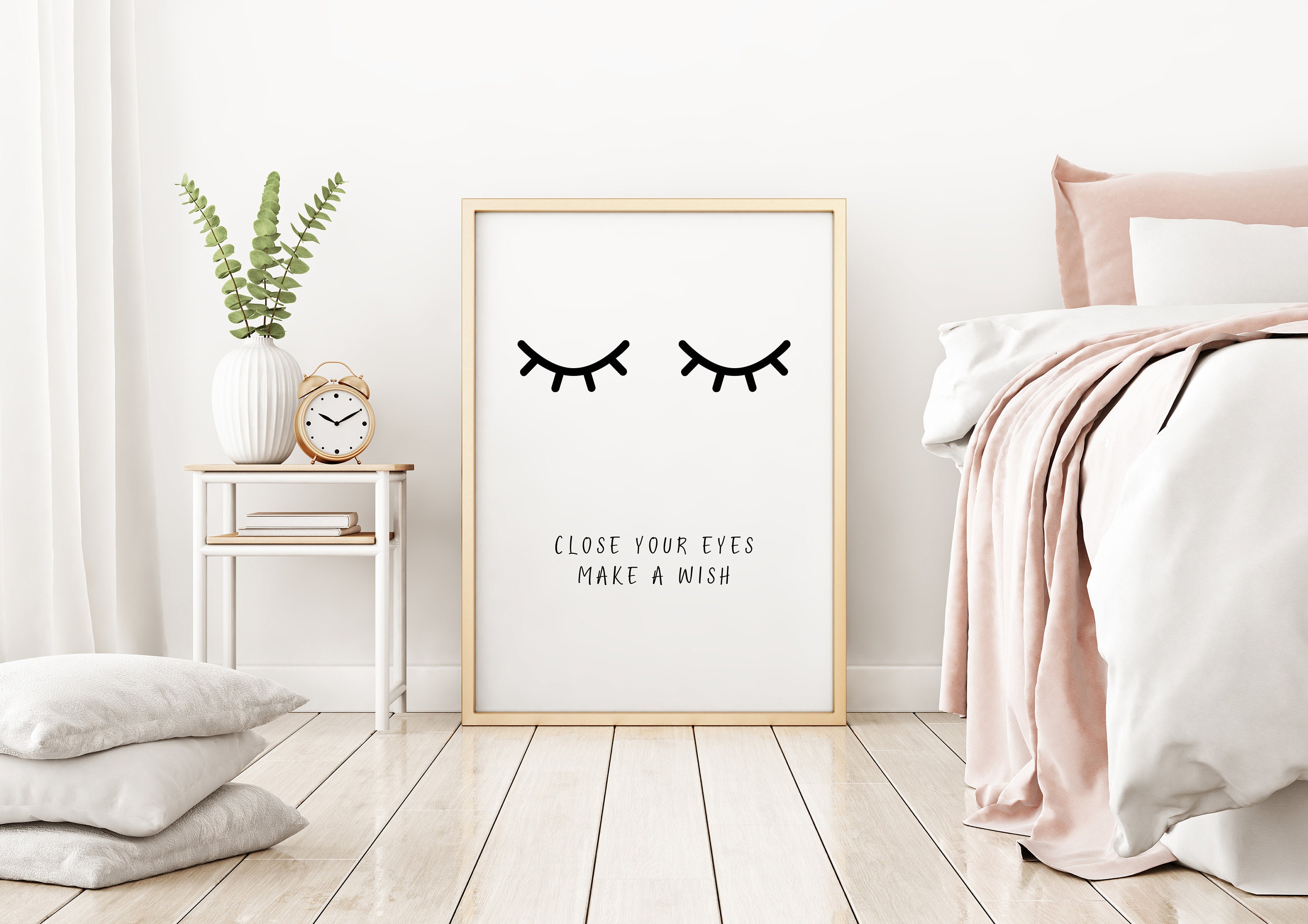 Minimalist Printclose Your Eyes Make a Wish Printblack and - Etsy