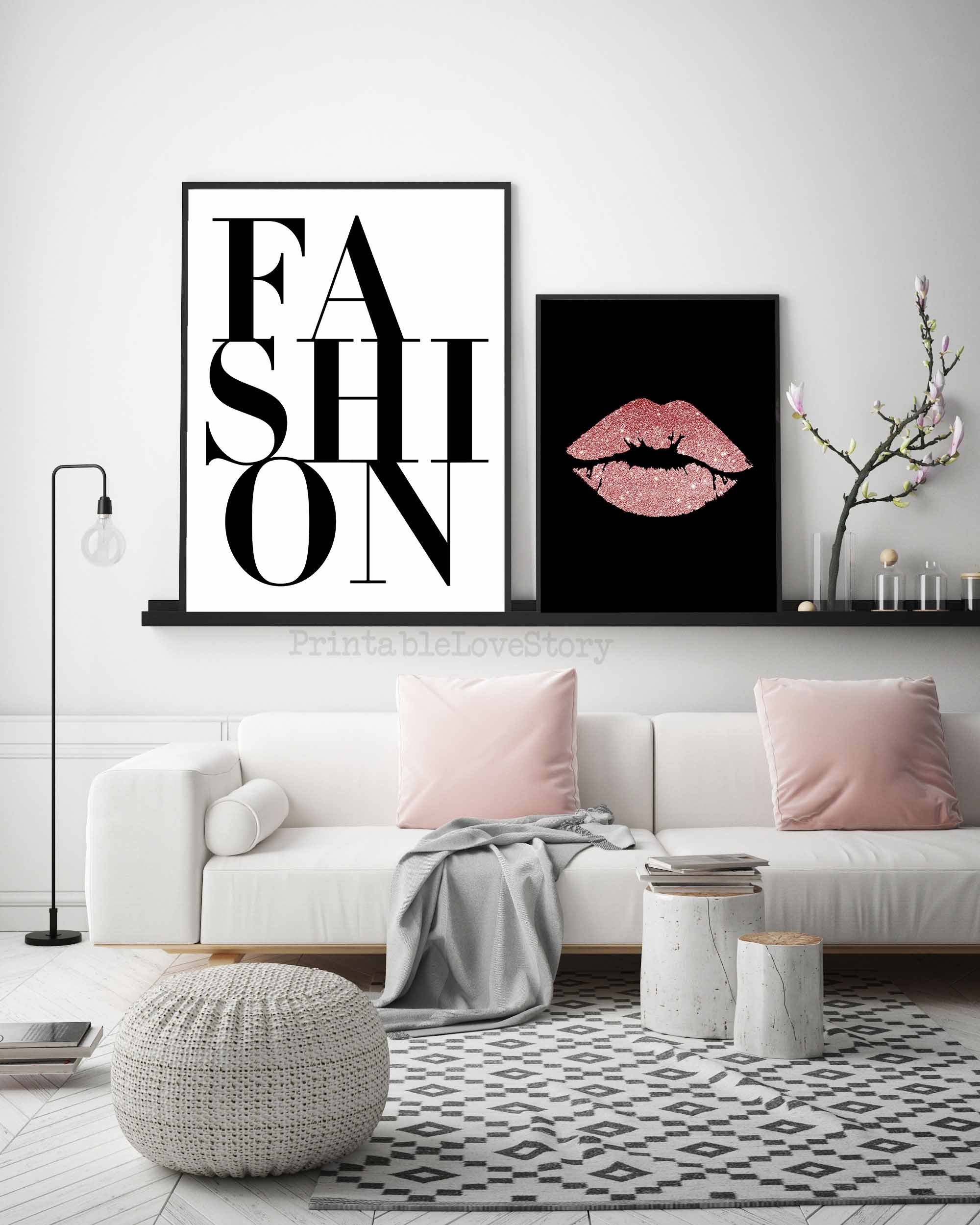 Fashion wall decorFashion wall artFashion printsGold rose Etsy