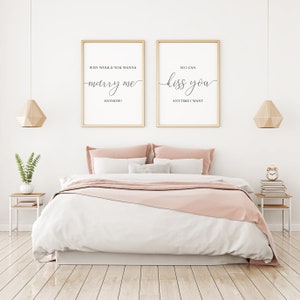Láminas con frases románticas para dormitorio, arte para parejas sobre la cama (descarga digital) imagen 4