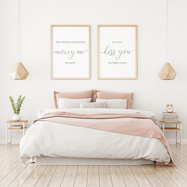 Láminas con frases románticas para dormitorio, arte para parejas sobre la cama (descarga digital) imagen 4