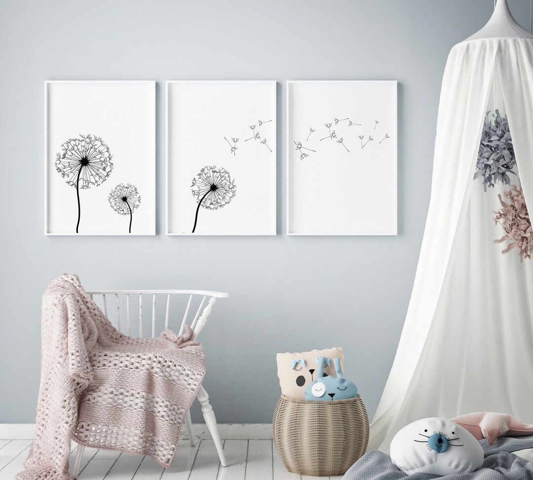 Dandelion Wall Art Printset of 3dandelion - Etsy