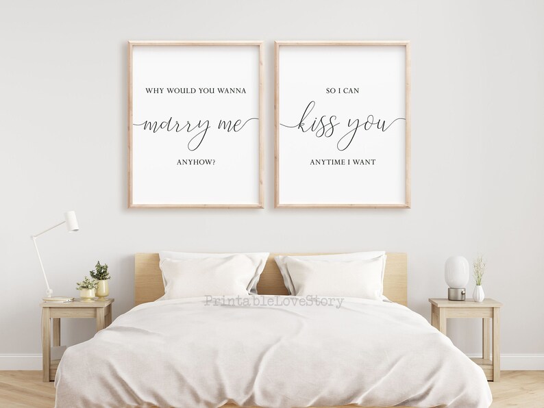 Láminas con frases románticas para dormitorio, arte para parejas sobre la cama (descarga digital) imagen 2