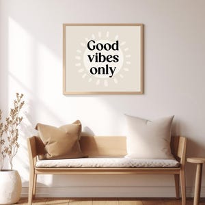 Impresión de solo buen rollo, Arte de pared motivacional, Decoración de pared imprimible, Póster inspirador, Citas positivas, Arte de pared de verano, Impresión de texto minimalista