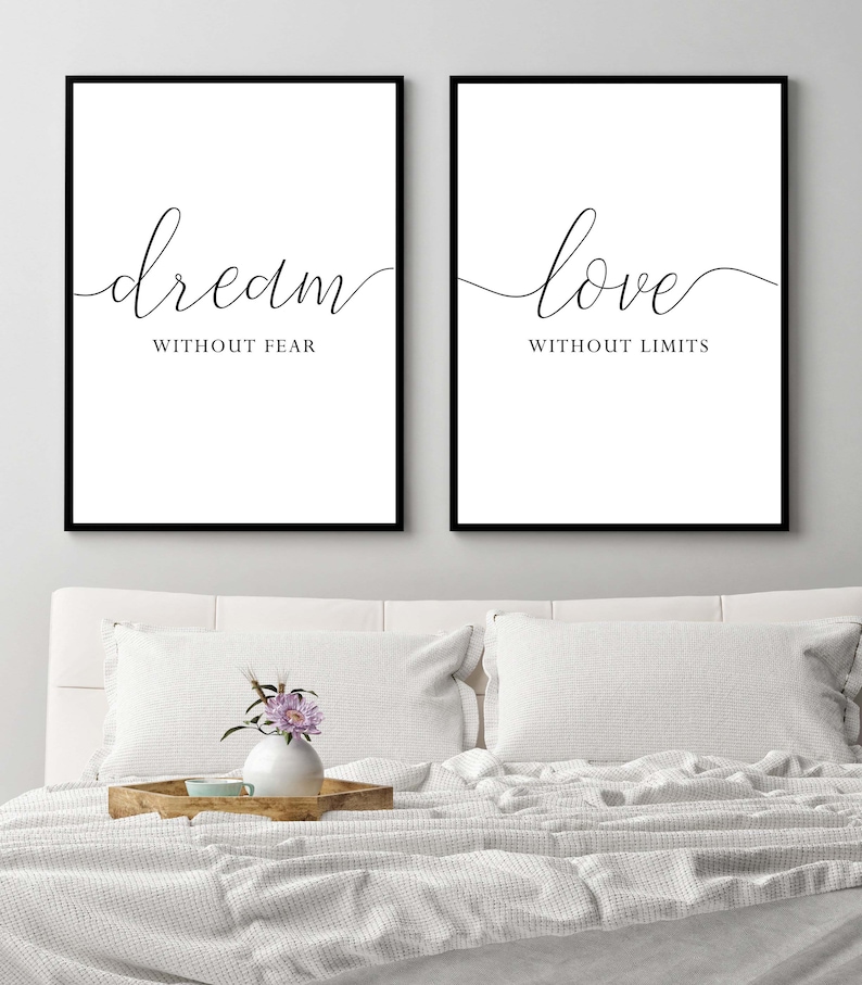 Set of 4 prints,Dream without fear Love without limits,Living Room Wall Decor,Gallery wall,Botanical prints,Tropical leaf,Printable wall art