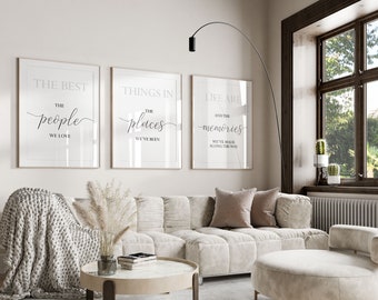 Set of 3 Quote Prints, People Places Memories Art (Digital Download)