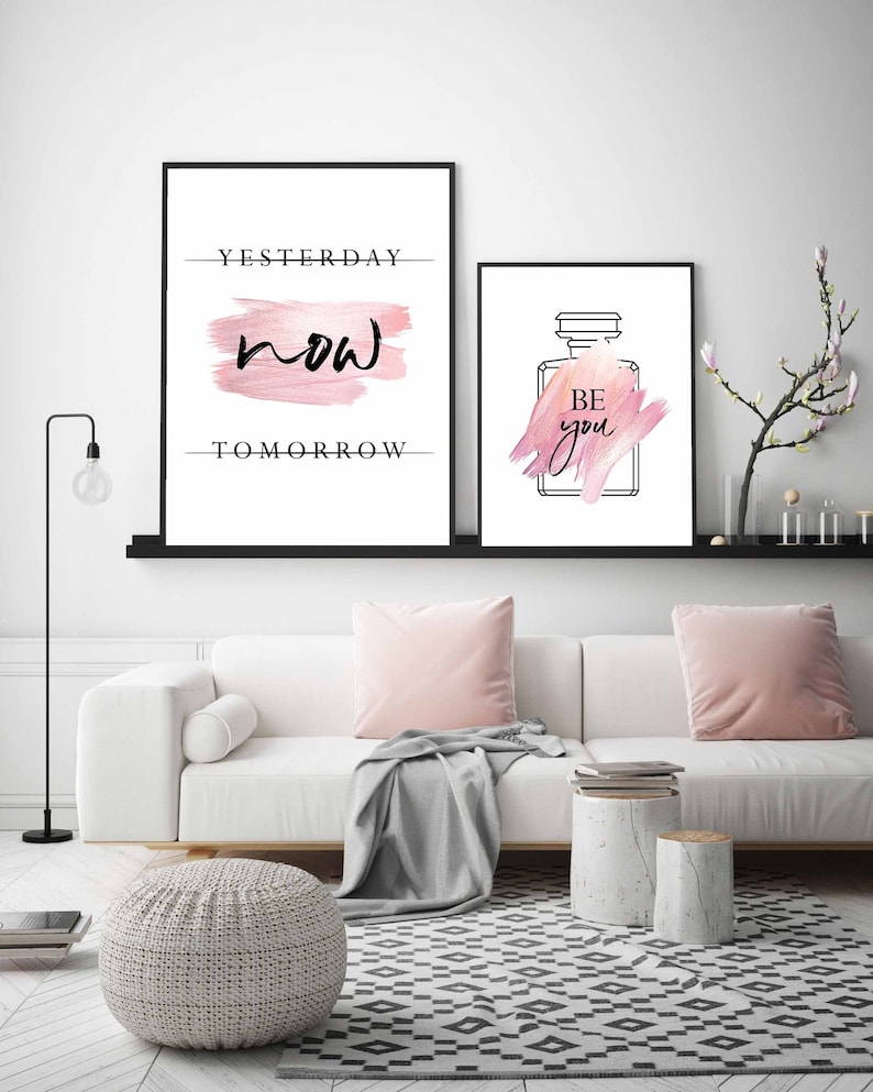 Eyelash decor,Makeup art,Rose gold room decor,Perfume Bottle Print,Set of 3 prints,Bedroom Wall Decor,Pink wall art,Printable wall art,Beyou image 2