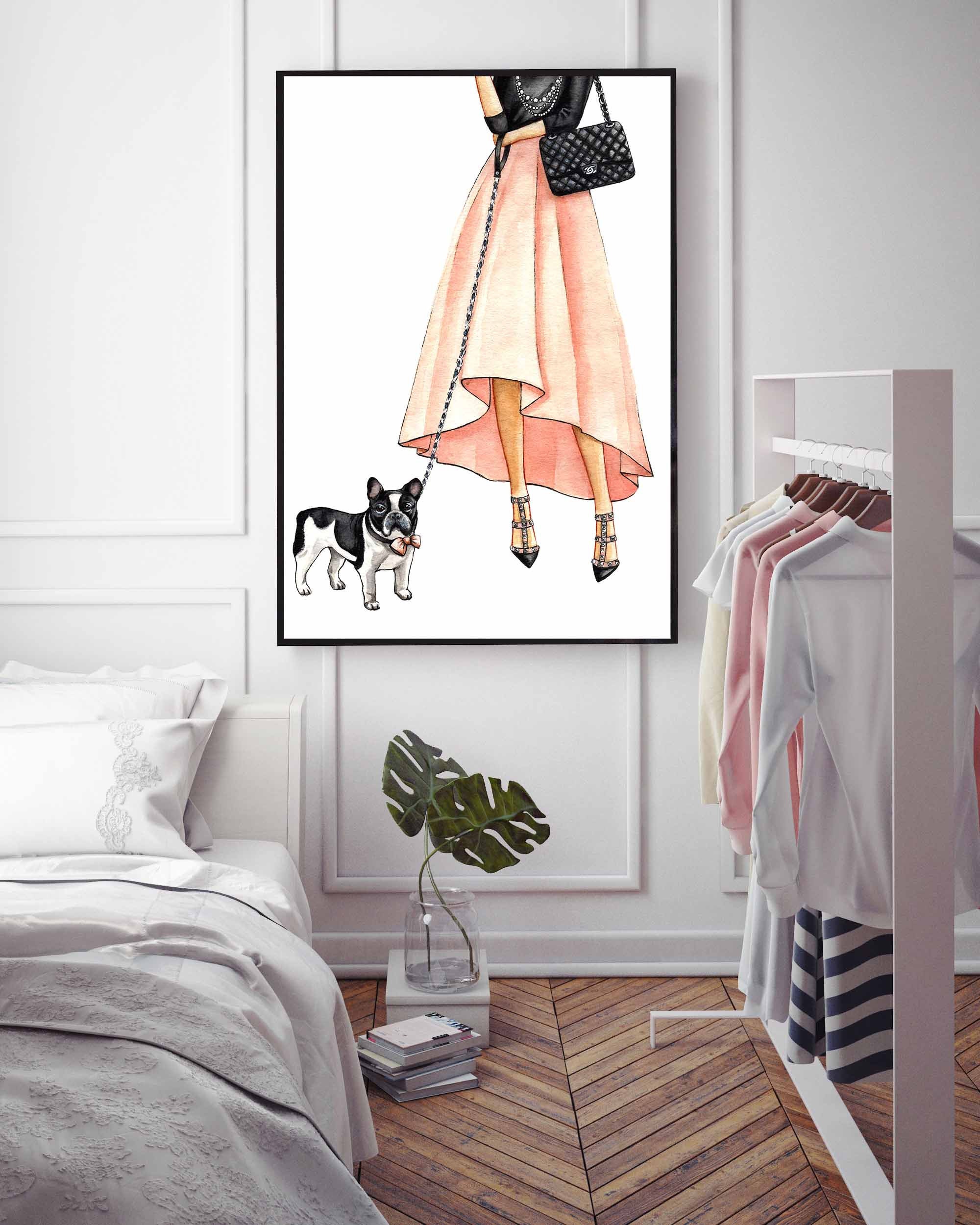 Bedroom Canvas Wall Art Girl Reading Fashion Magazine Picture Print on  Canvas Modern Female Room Chanel Decor Artwork Wall Decorations for Teen  Girls