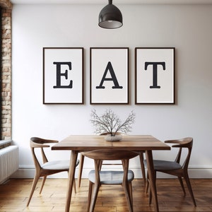 Eat sign,Eat print,Dining room wall decor,Kitchen wall art,EAT letters,Kitchen decor,Kitchen print,Farmhouse,Set of 3 kitchen,EAT printable,