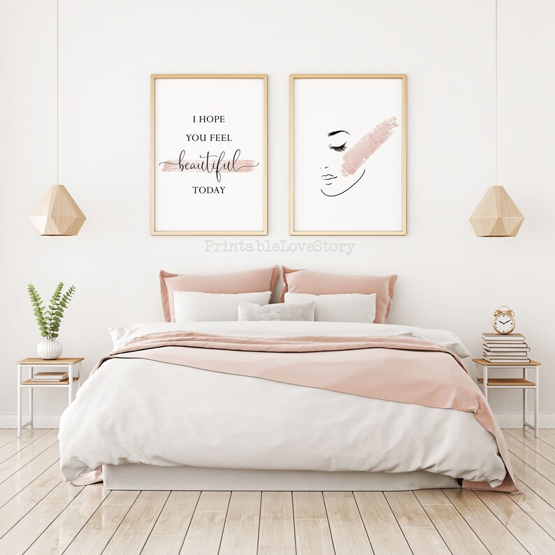Woman Bedroom Wall Artblush Bedroom Prints Etsy