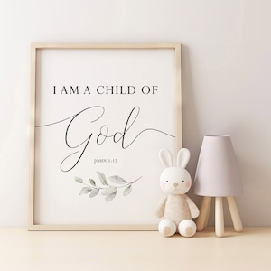 I am a child of God,Bible verse print,Nursery Bible verse,Christian nursery wall art,Nursery printable quotes,Baby room decor,Baptism print