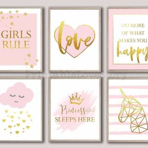 Girls Wall Printables Bedroom Decor Unicorn Nursery Wall Art Etsy