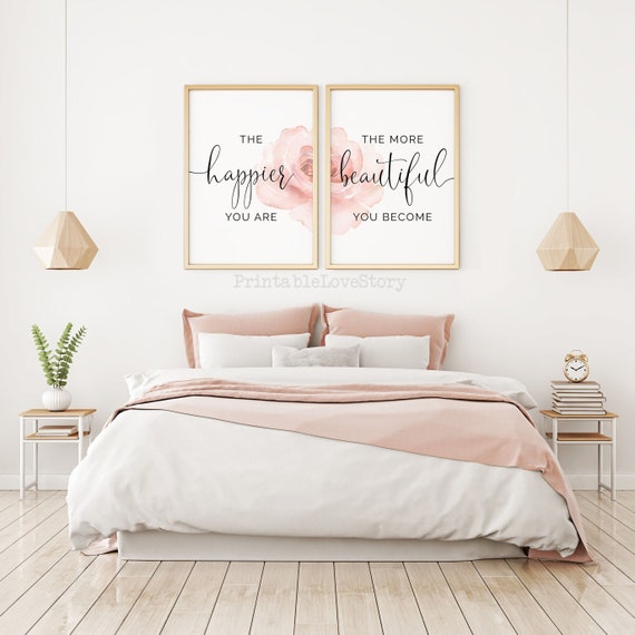 DIGITAL DOWNLOAD Teen Girl Room Decor Set of 6 Printable Wall Art  Inspirational Quotes Bedroom Wall Decor Blush Pink Black & White 