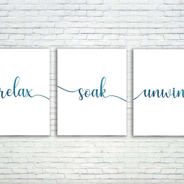 Blue Bathroom Decor Etsy