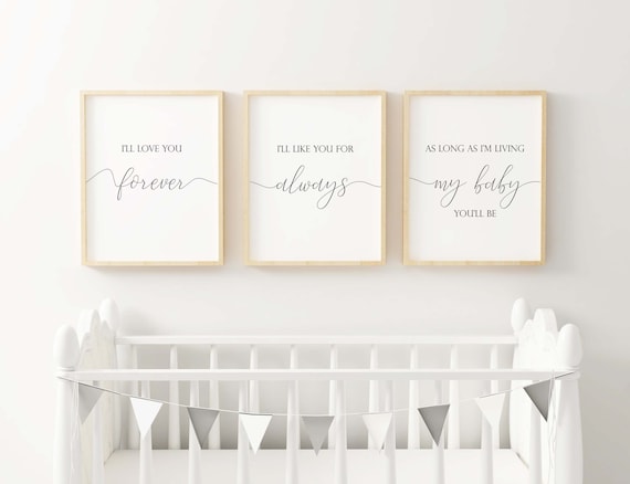 I'll Love You Forever Nursery Print Set, Baby Room Decor (Digital Download)