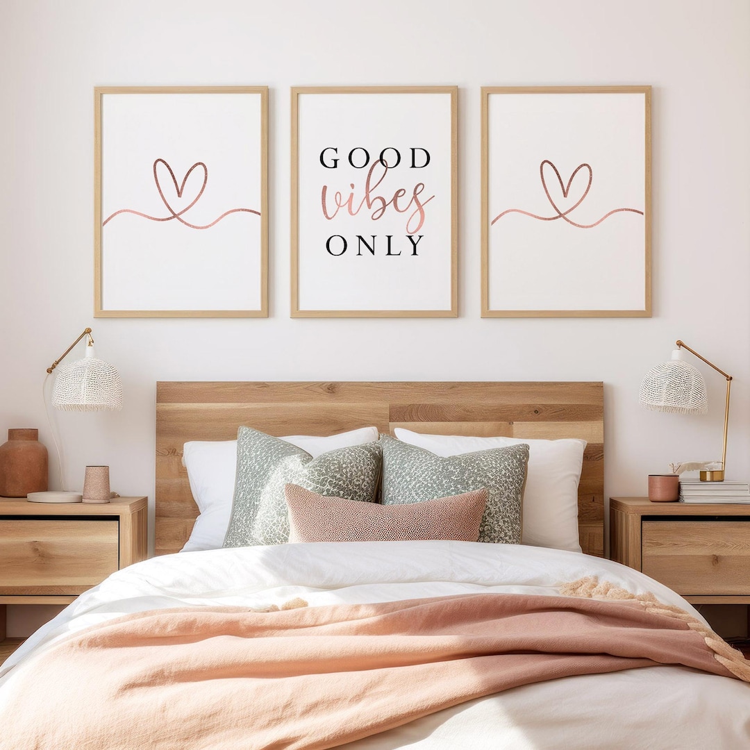 Good Vibes Only Print Set, Rose Gold Heart Decor (digital Download) - Etsy