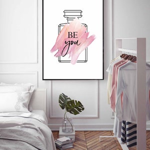 Eyelash decor,Makeup art,Rose gold room decor,Perfume Bottle Print,Set of 3 prints,Bedroom Wall Decor,Pink wall art,Printable wall art,Beyou image 4