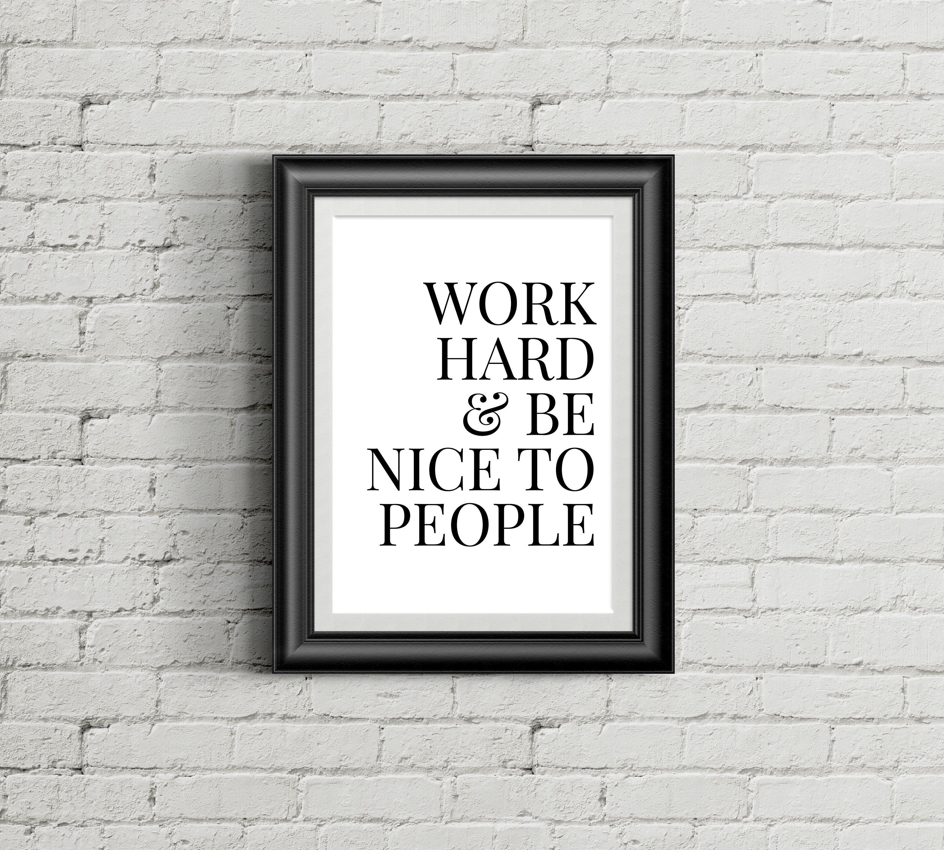 Work Hard Be Nice Printable, Modern Office Decor (digital Download) - Etsy